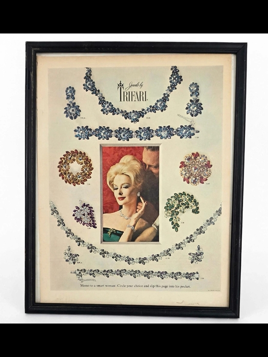 Trifari Other - Vintage Framed Trifari Jewelry Ad Print 1960s MCM Glam Wall Art